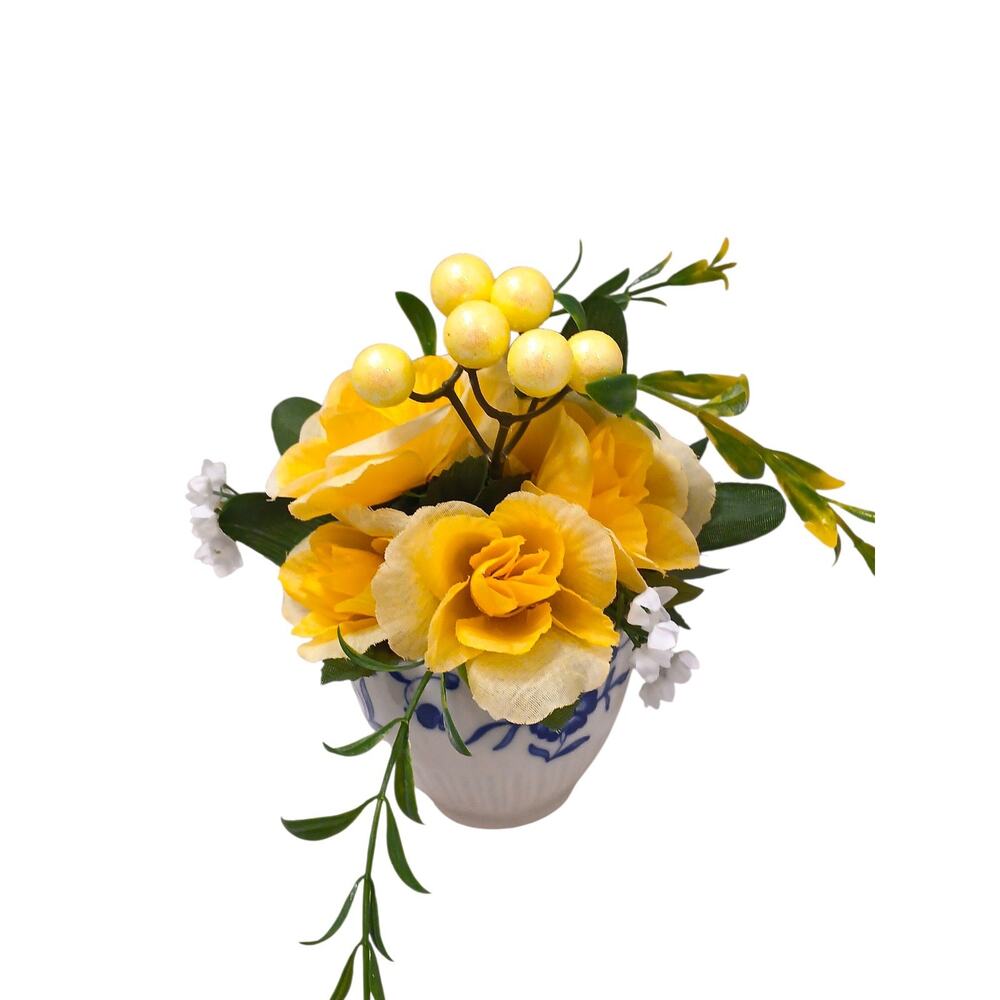 Cheerful Yellow Roses Floral‎ Arrangement Tea Party Cup POP-IN Birthday Bridal